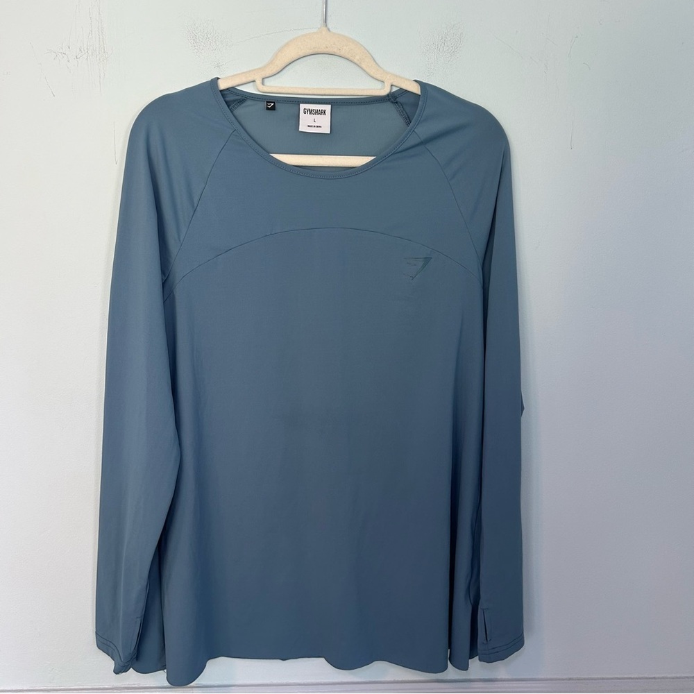 Gymshark Blue Mesh Back Long Sleeve Top Size Large